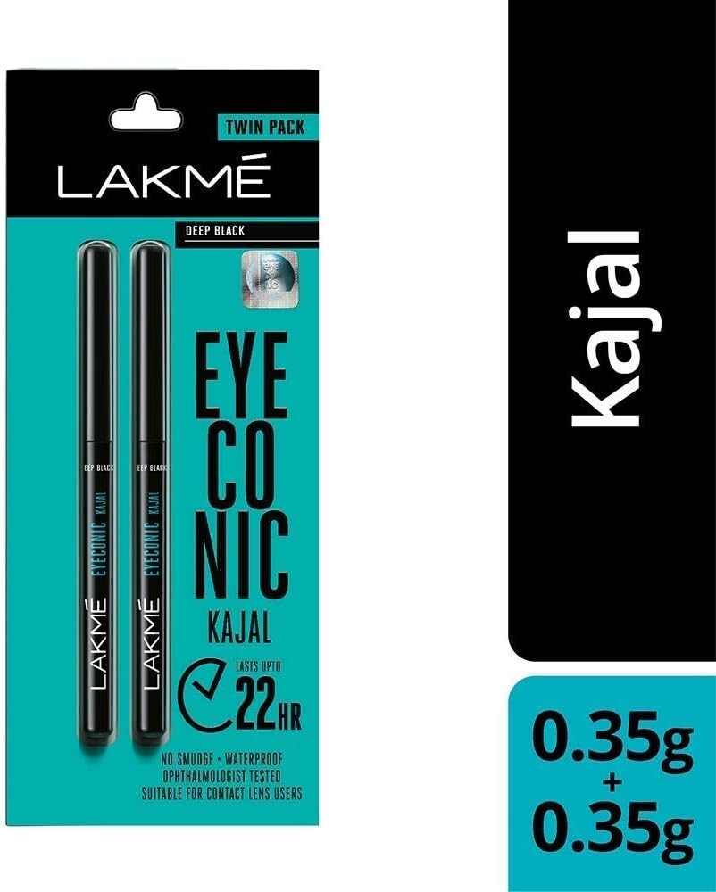 Eyeconic Kajal Twin Pack, Black, 0.35g with 0.35g  Free Shipping